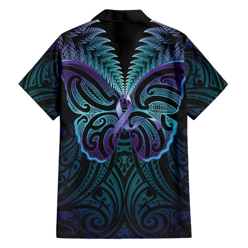 Suicide Prevention New Zealand Family Matching Summer Maxi Dress and Hawaiian Shirt Aotearoa Maori Butterfly Mix Silver Fern - Aussie Hoodie