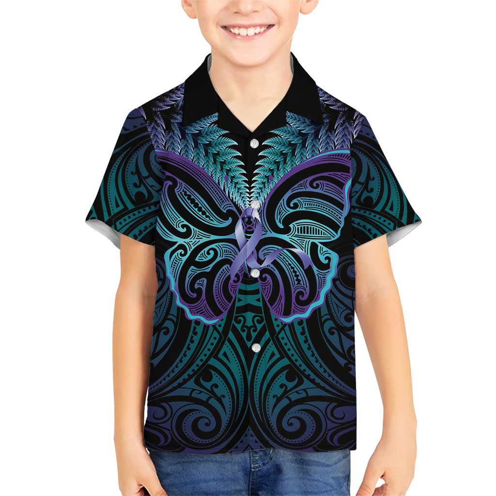 Suicide Prevention New Zealand Family Matching Summer Maxi Dress and Hawaiian Shirt Aotearoa Maori Butterfly Mix Silver Fern - Aussie Hoodie