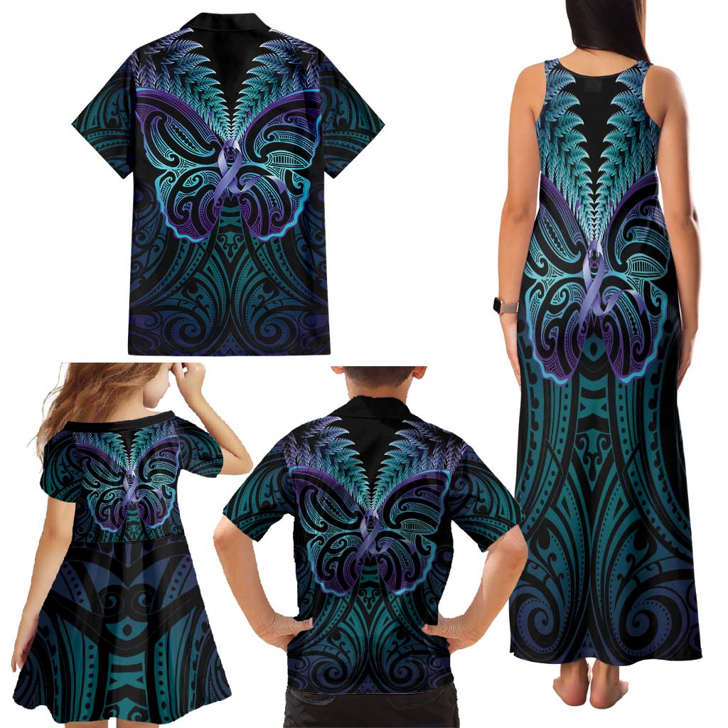 Suicide Prevention New Zealand Family Matching Tank Maxi Dress and Hawaiian Shirt Aotearoa Maori Butterfly Mix Silver Fern - Aussie Hoodie
