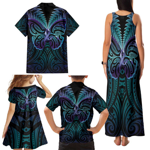 Suicide Prevention New Zealand Family Matching Tank Maxi Dress and Hawaiian Shirt Aotearoa Maori Butterfly Mix Silver Fern - Aussie Hoodie