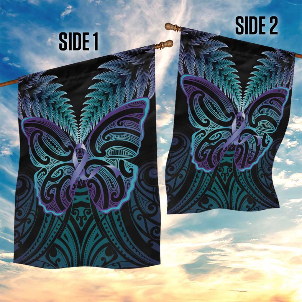 Suicide Prevention New Zealand Garden Flag Aotearoa Maori Butterfly Mix Silver Fern - Aussie Hoodie