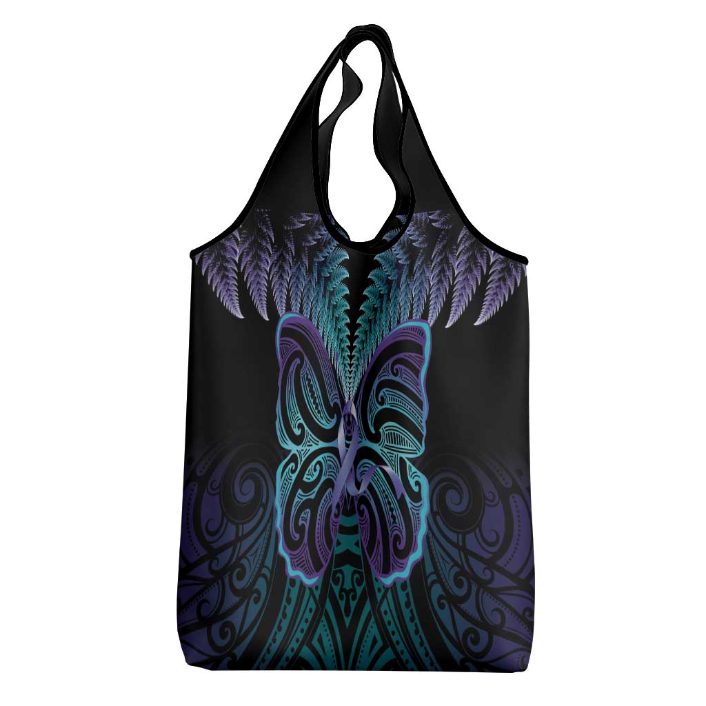 Suicide Prevention New Zealand Grocery Bag Aotearoa Maori Butterfly Mix Silver Fern - Aussie Hoodie