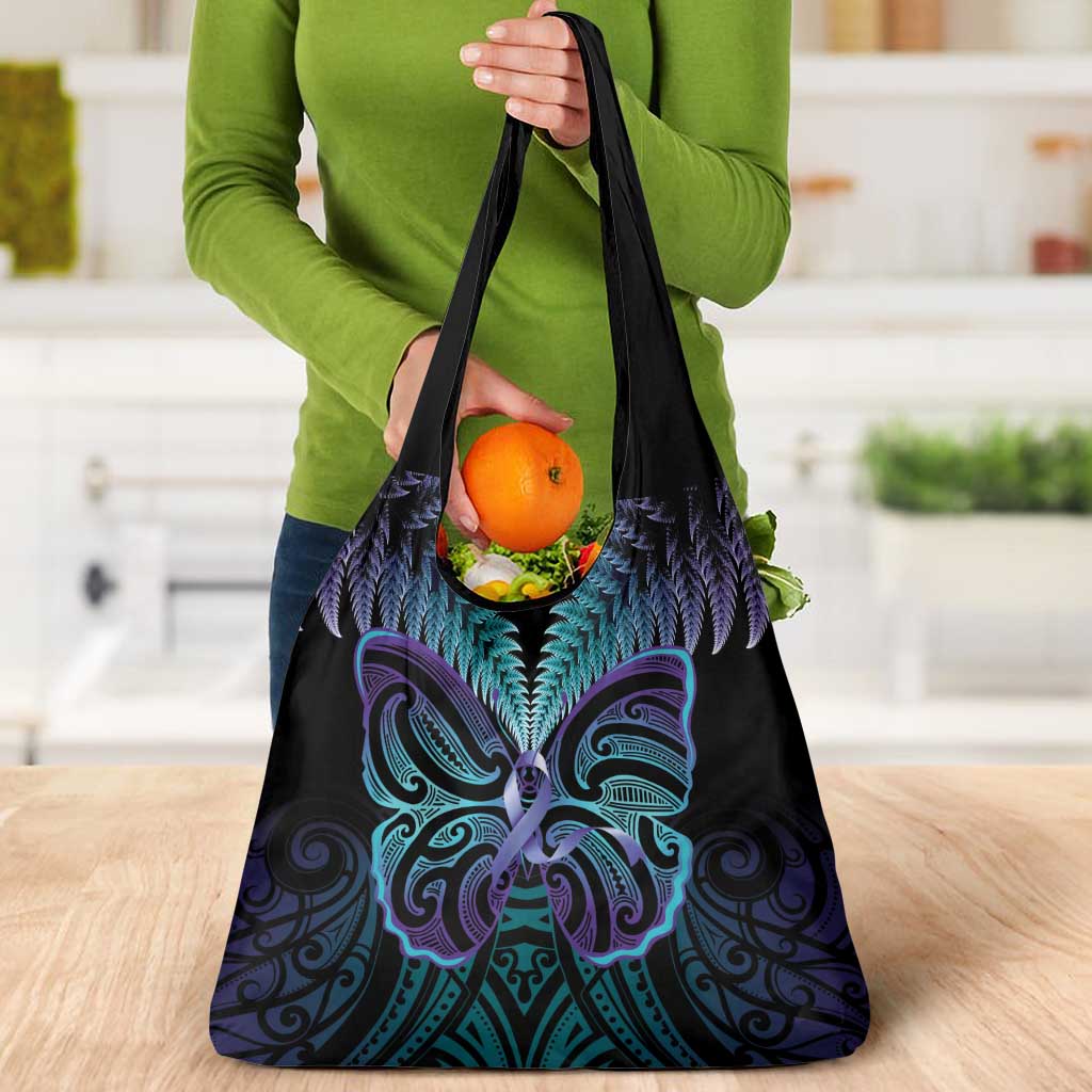 Suicide Prevention New Zealand Grocery Bag Aotearoa Maori Butterfly Mix Silver Fern - Aussie Hoodie