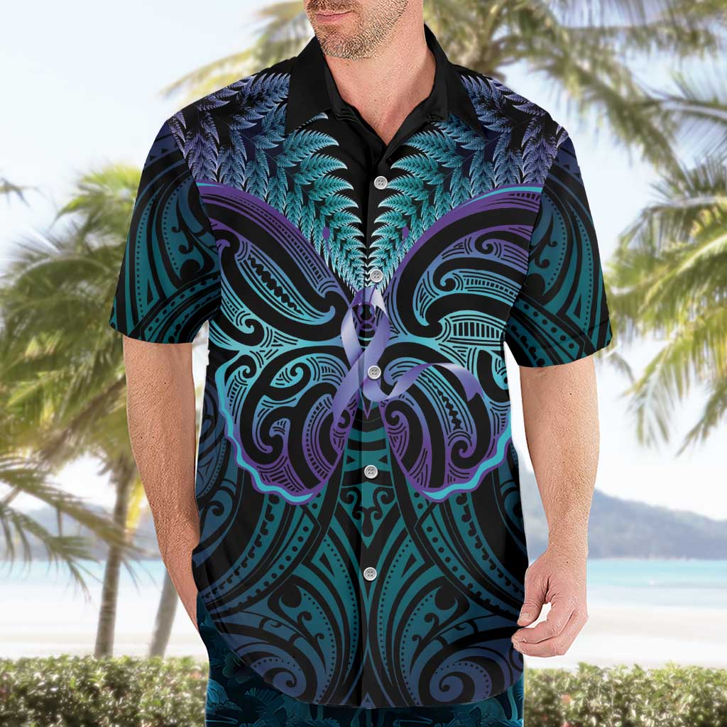 Suicide Prevention New Zealand Hawaiian Shirt Aotearoa Maori Butterfly Mix Silver Fern - Aussie Hoodie