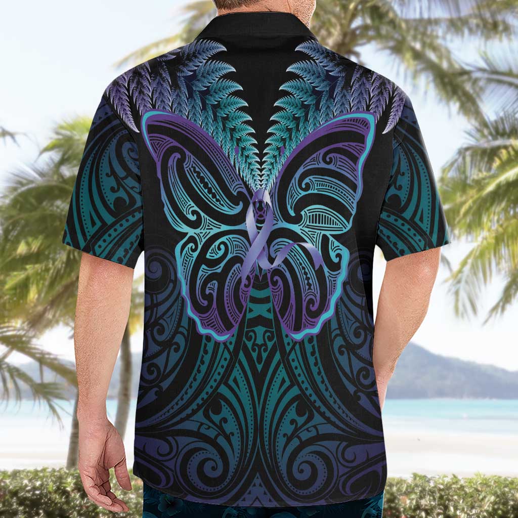 Suicide Prevention New Zealand Hawaiian Shirt Aotearoa Maori Butterfly Mix Silver Fern - Aussie Hoodie