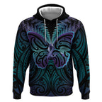 Suicide Prevention New Zealand Hoodie Aotearoa Maori Butterfly Mix Silver Fern - Aussie Hoodie