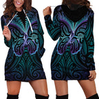 Suicide Prevention New Zealand Hoodie Dress Aotearoa Maori Butterfly Mix Silver Fern - Aussie Hoodie