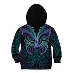 Suicide Prevention New Zealand Kid Hoodie Aotearoa Maori Butterfly Mix Silver Fern - Aussie Hoodie