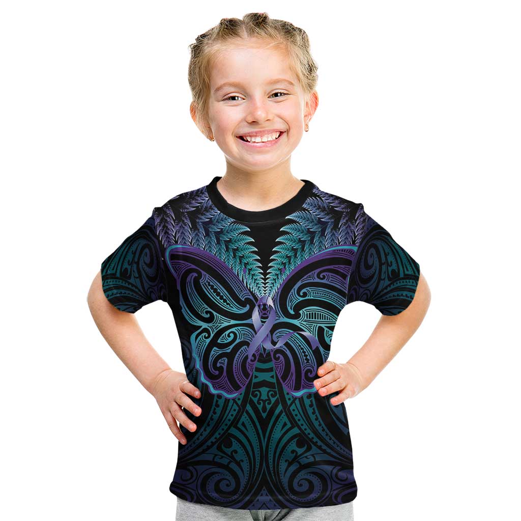 Suicide Prevention New Zealand Kid T Shirt Aotearoa Maori Butterfly Mix Silver Fern - Aussie Hoodie