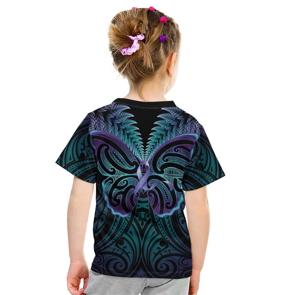 Suicide Prevention New Zealand Kid T Shirt Aotearoa Maori Butterfly Mix Silver Fern - Aussie Hoodie