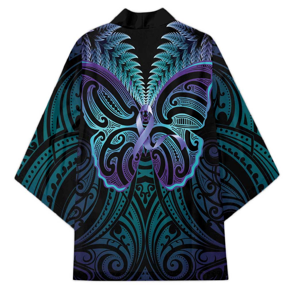 Suicide Prevention New Zealand Kimono Aotearoa Maori Butterfly Mix Silver Fern - Aussie Hoodie