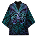Suicide Prevention New Zealand Kimono Aotearoa Maori Butterfly Mix Silver Fern - Aussie Hoodie