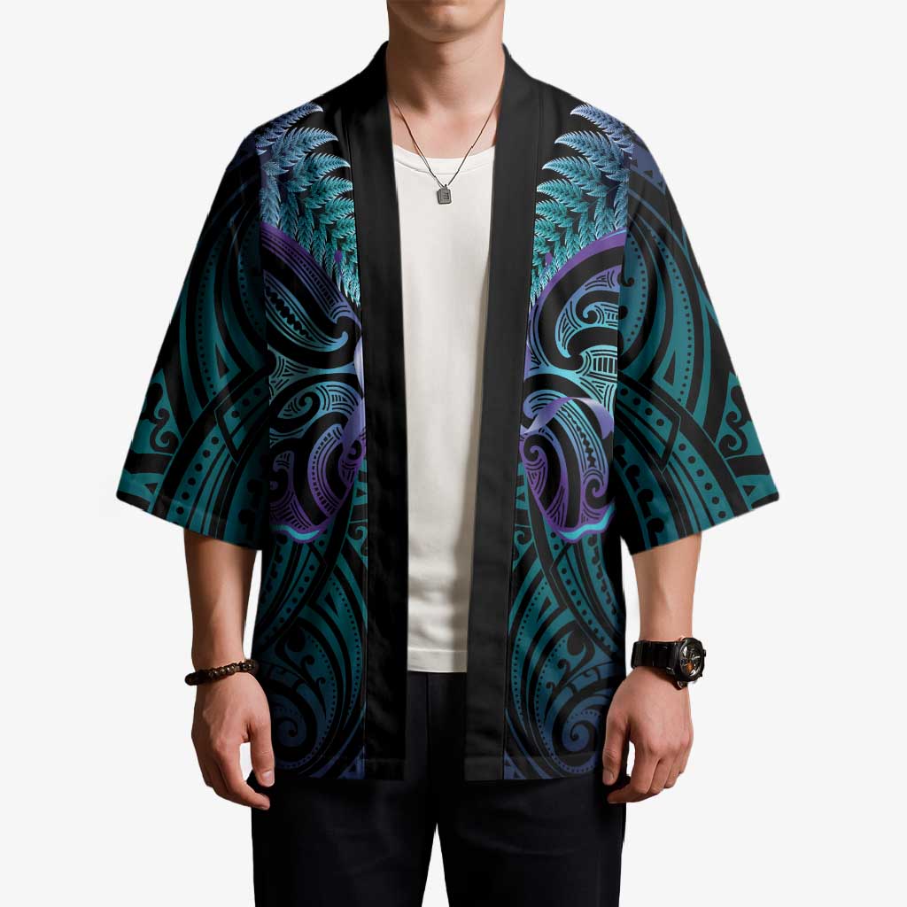Suicide Prevention New Zealand Kimono Aotearoa Maori Butterfly Mix Silver Fern - Aussie Hoodie