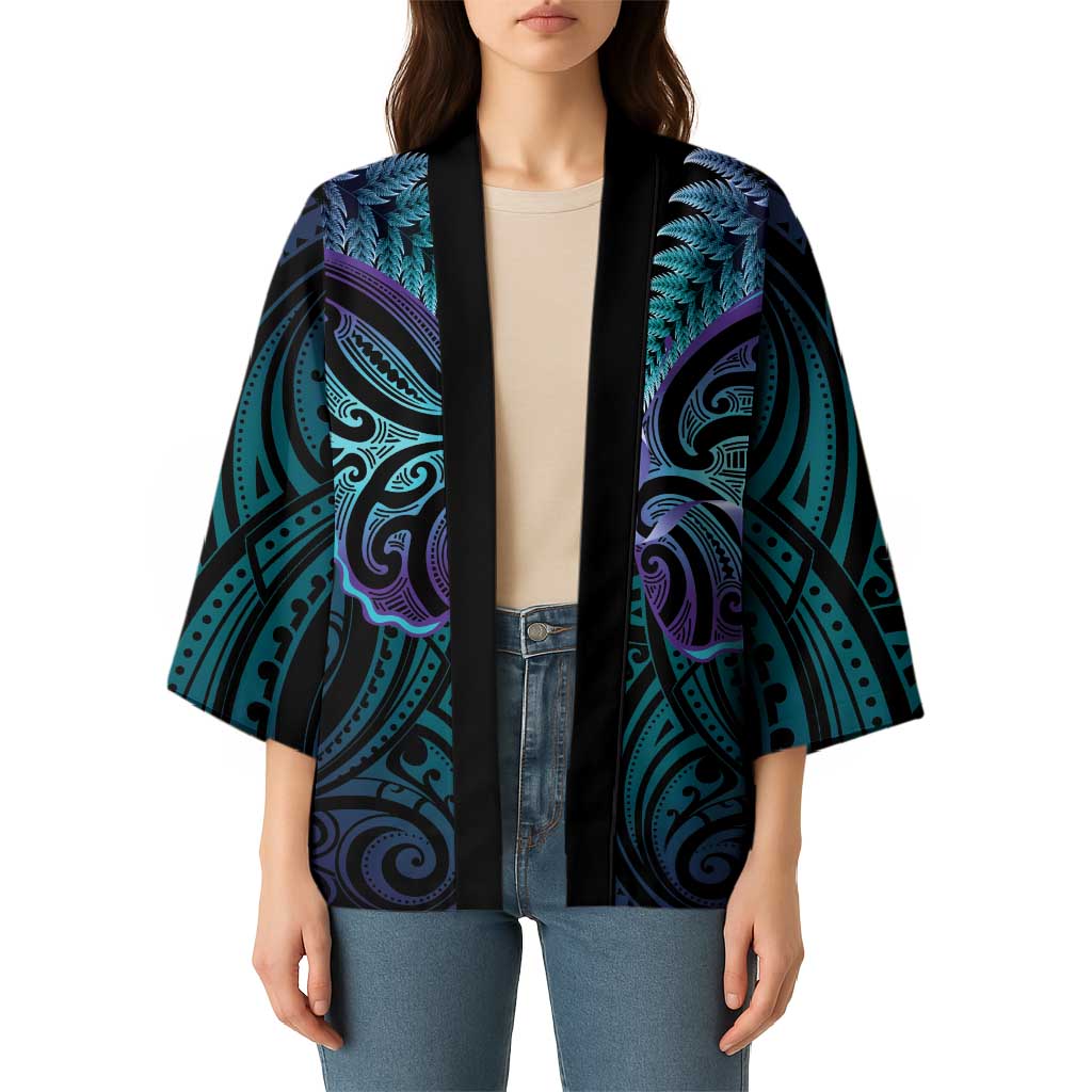 Suicide Prevention New Zealand Kimono Aotearoa Maori Butterfly Mix Silver Fern - Aussie Hoodie