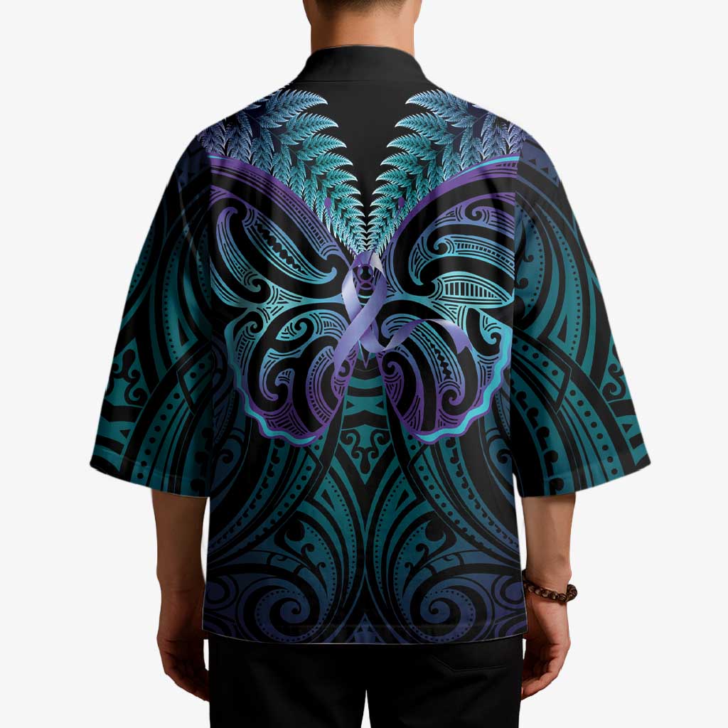 Suicide Prevention New Zealand Kimono Aotearoa Maori Butterfly Mix Silver Fern - Aussie Hoodie