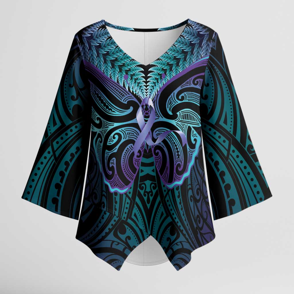 Suicide Prevention New Zealand Kimono Sleeve Blouse Aotearoa Maori Butterfly Mix Silver Fern - Aussie Hoodie