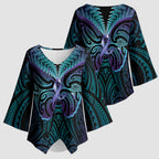 Suicide Prevention New Zealand Kimono Sleeve Blouse Aotearoa Maori Butterfly Mix Silver Fern - Aussie Hoodie