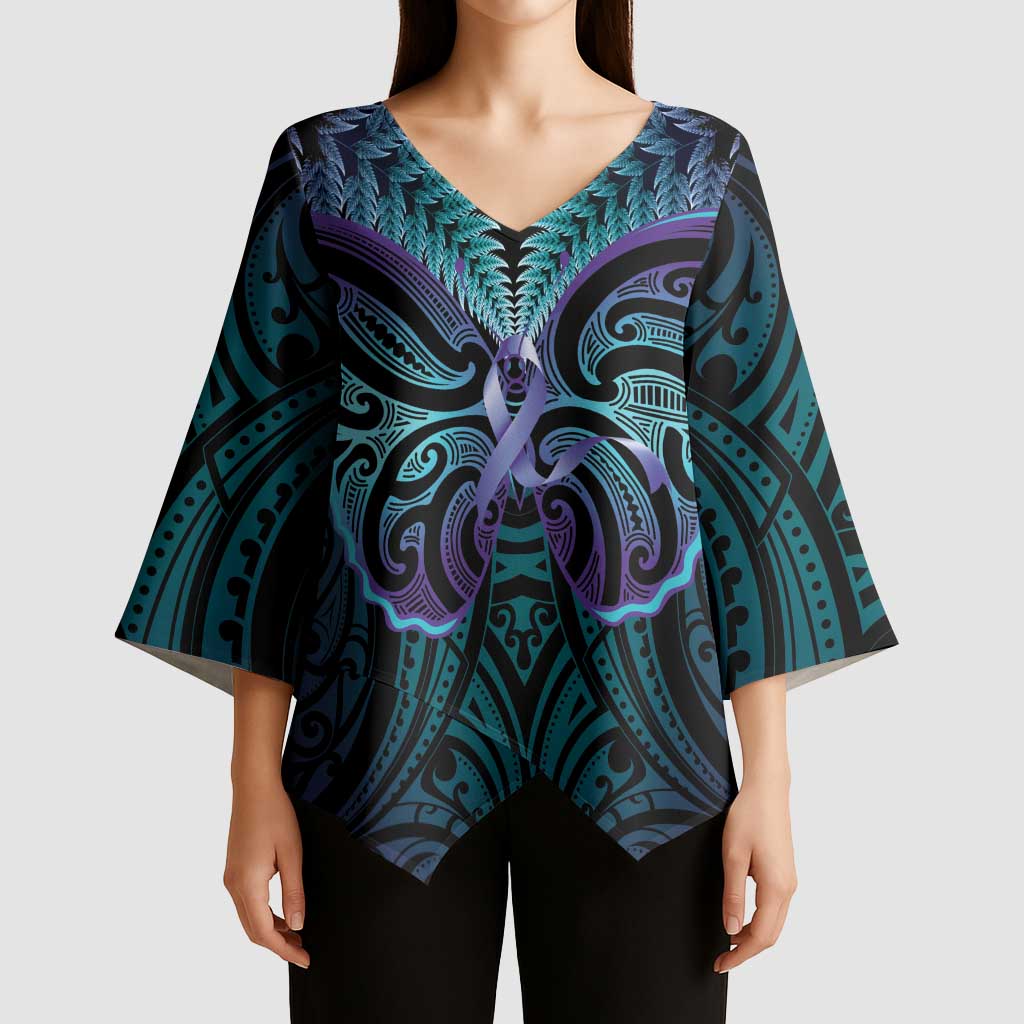 Suicide Prevention New Zealand Kimono Sleeve Blouse Aotearoa Maori Butterfly Mix Silver Fern - Aussie Hoodie