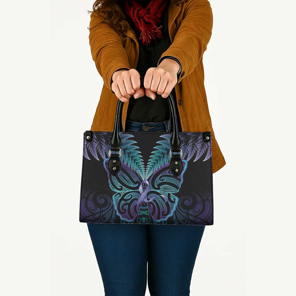 Suicide Prevention New Zealand Leather Bag Aotearoa Maori Butterfly Mix Silver Fern - Aussie Hoodie