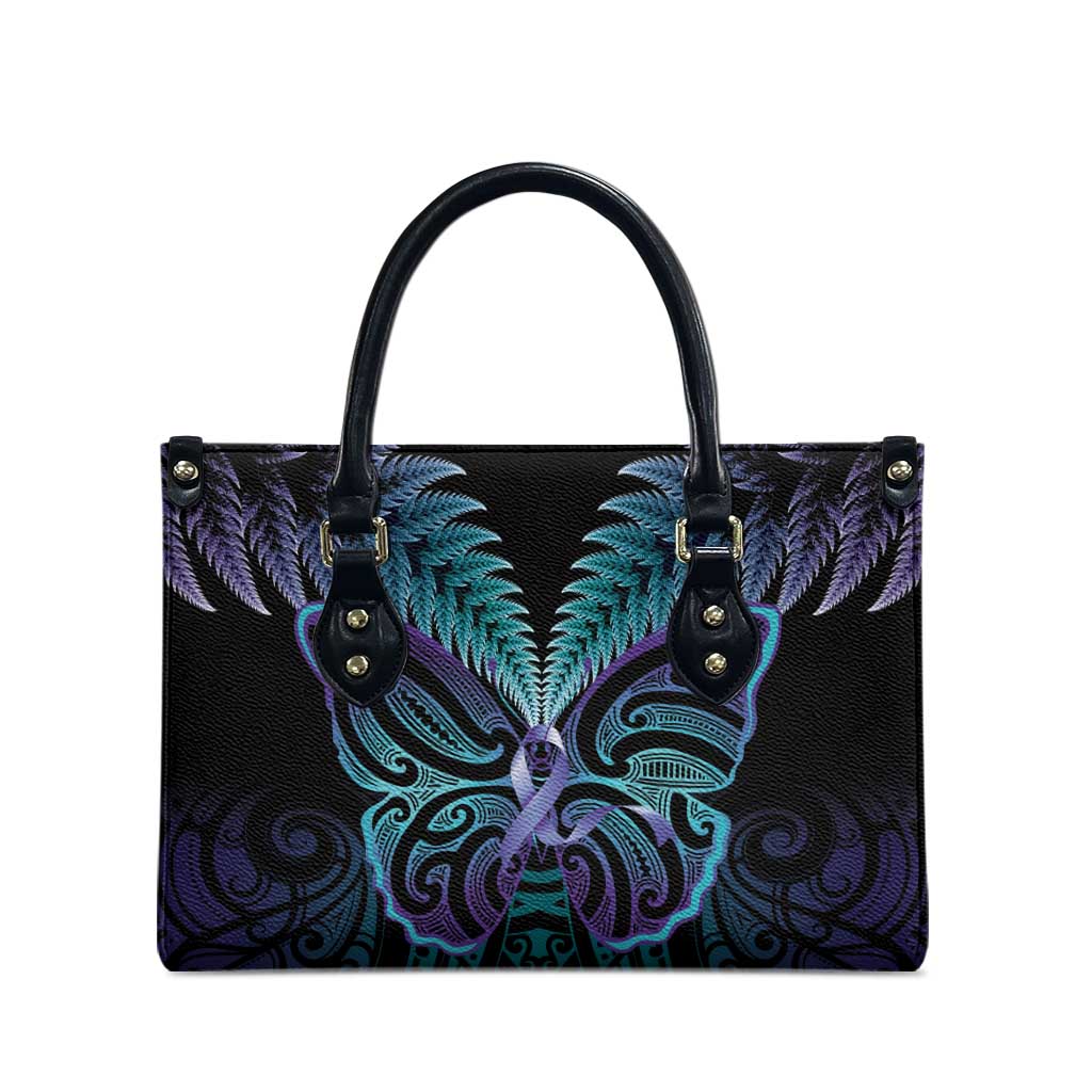 Suicide Prevention New Zealand Leather Bag Aotearoa Maori Butterfly Mix Silver Fern - Aussie Hoodie