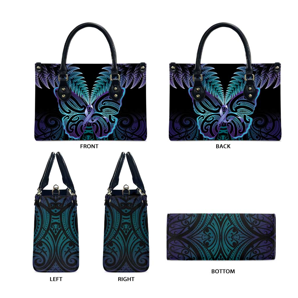 Suicide Prevention New Zealand Leather Bag Aotearoa Maori Butterfly Mix Silver Fern - Aussie Hoodie