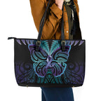 Suicide Prevention New Zealand Leather Tote Bag Aotearoa Maori Butterfly Mix Silver Fern - Aussie Hoodie