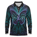 Suicide Prevention New Zealand Long Sleeve Polo Shirt Aotearoa Maori Butterfly Mix Silver Fern - Aussie Hoodie