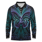 Suicide Prevention New Zealand Long Sleeve Polo Shirt Aotearoa Maori Butterfly Mix Silver Fern - Aussie Hoodie