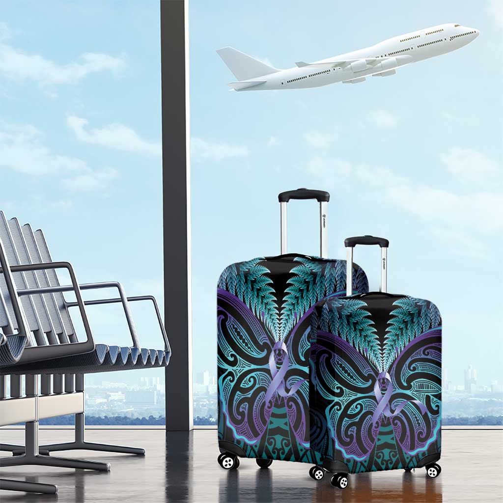 Suicide Prevention New Zealand Luggage Cover Aotearoa Maori Butterfly Mix Silver Fern - Aussie Hoodie