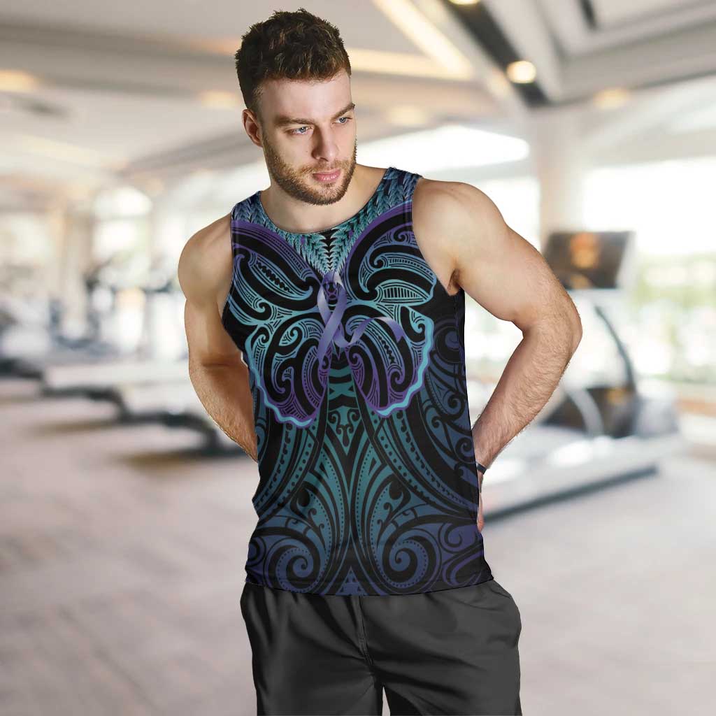 Suicide Prevention New Zealand Men Tank Top Aotearoa Maori Butterfly Mix Silver Fern - Aussie Hoodie