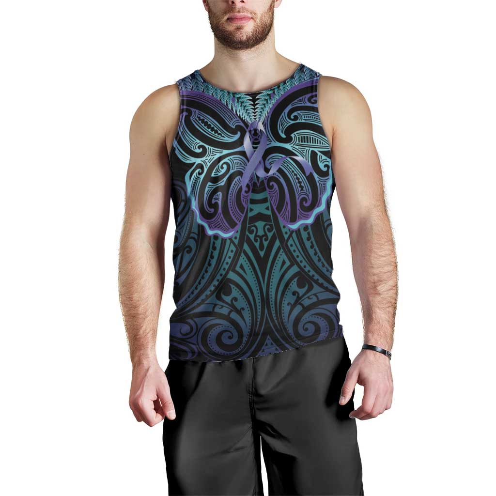 Suicide Prevention New Zealand Men Tank Top Aotearoa Maori Butterfly Mix Silver Fern - Aussie Hoodie