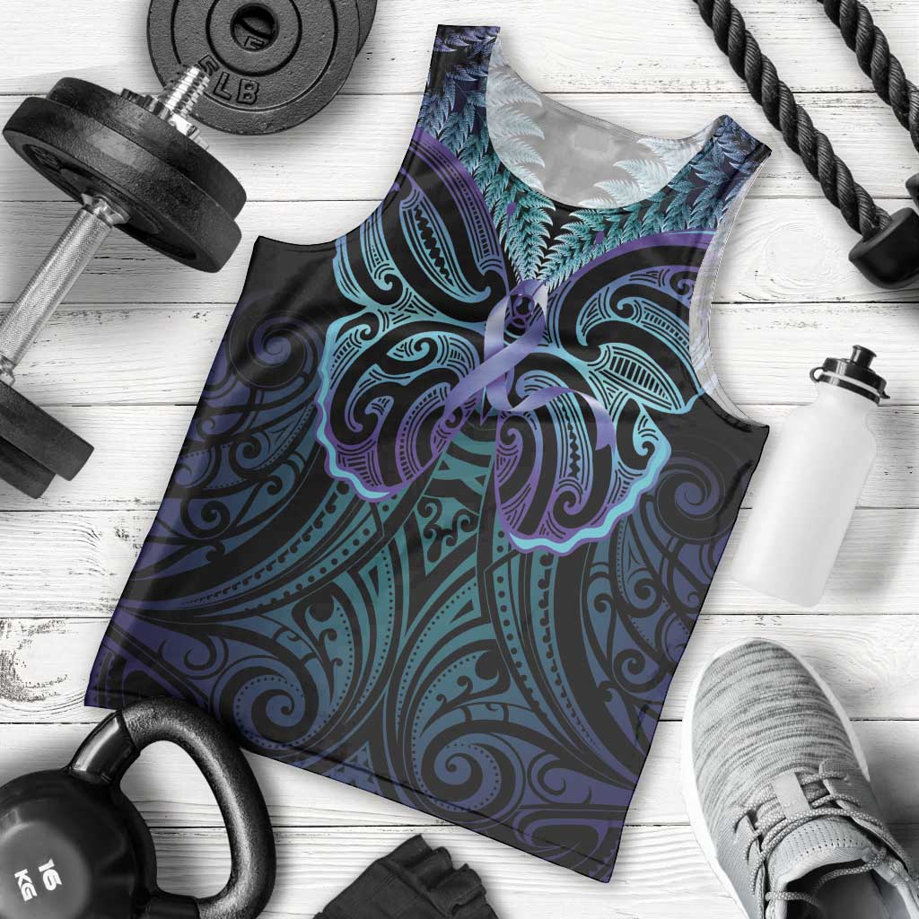Suicide Prevention New Zealand Men Tank Top Aotearoa Maori Butterfly Mix Silver Fern - Aussie Hoodie