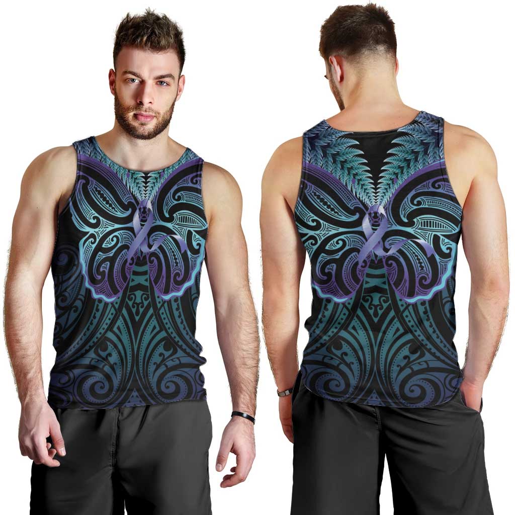 Suicide Prevention New Zealand Men Tank Top Aotearoa Maori Butterfly Mix Silver Fern - Aussie Hoodie