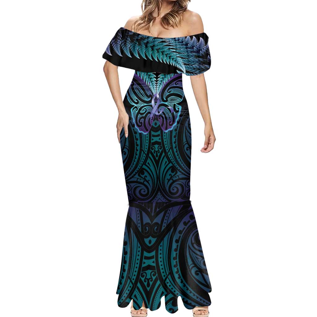 Suicide Prevention New Zealand Mermaid Dress Aotearoa Maori Butterfly Mix Silver Fern - Aussie Hoodie