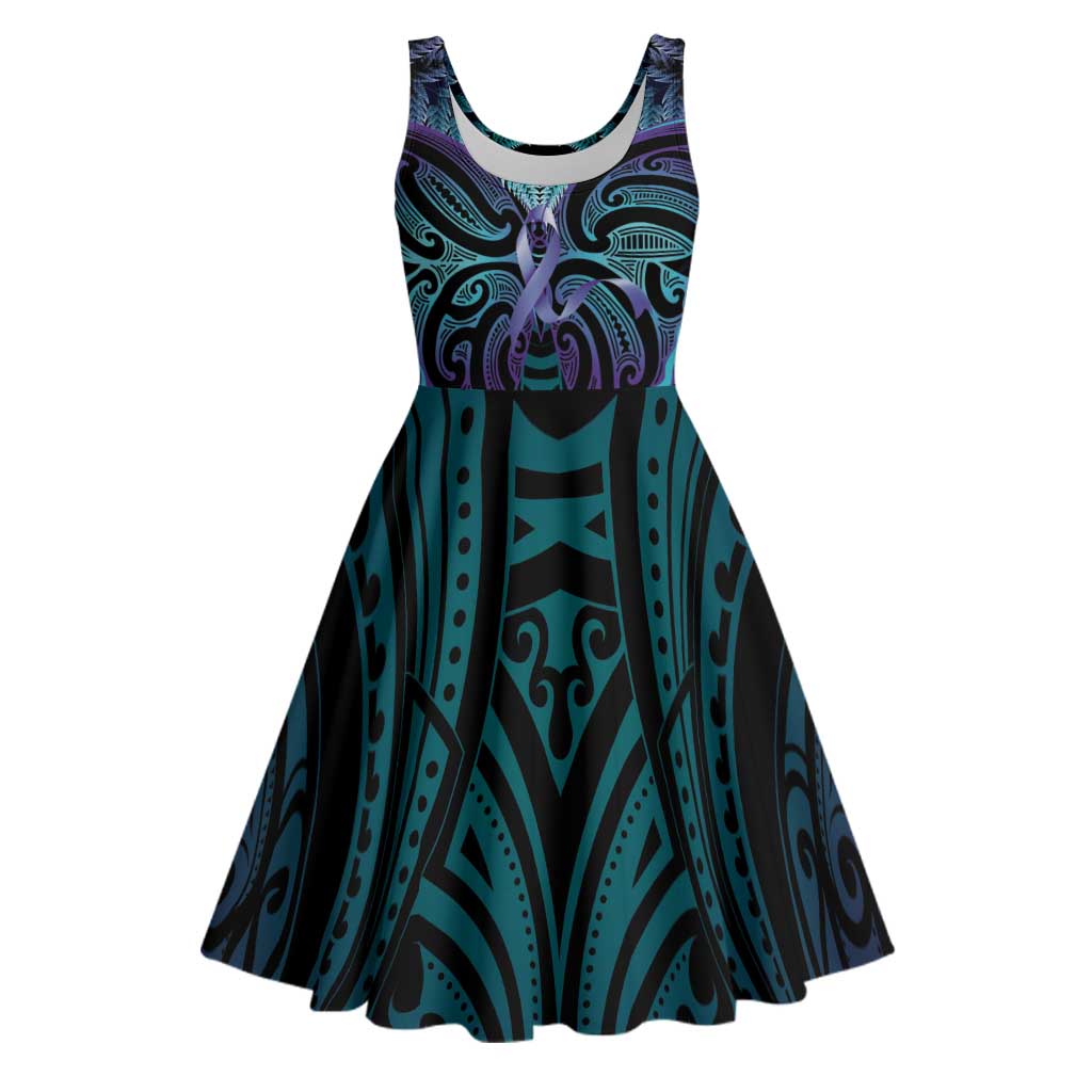 Suicide Prevention New Zealand Midi Dress Aotearoa Maori Butterfly Mix Silver Fern - Aussie Hoodie