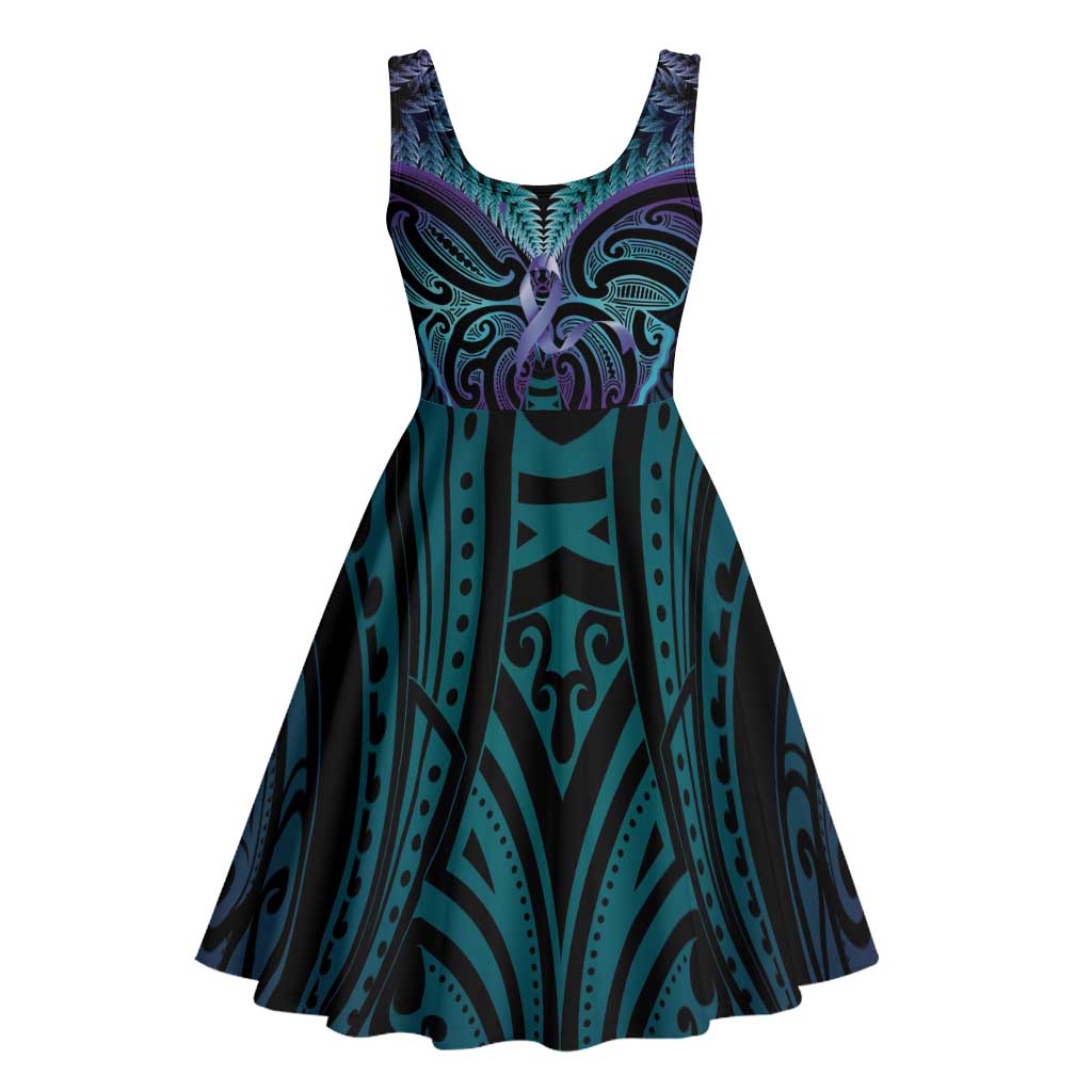 Suicide Prevention New Zealand Midi Dress Aotearoa Maori Butterfly Mix Silver Fern - Aussie Hoodie