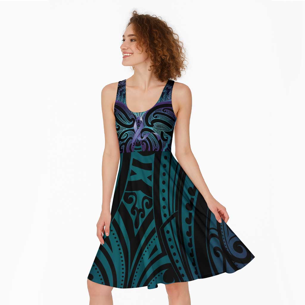 Suicide Prevention New Zealand Midi Dress Aotearoa Maori Butterfly Mix Silver Fern - Aussie Hoodie