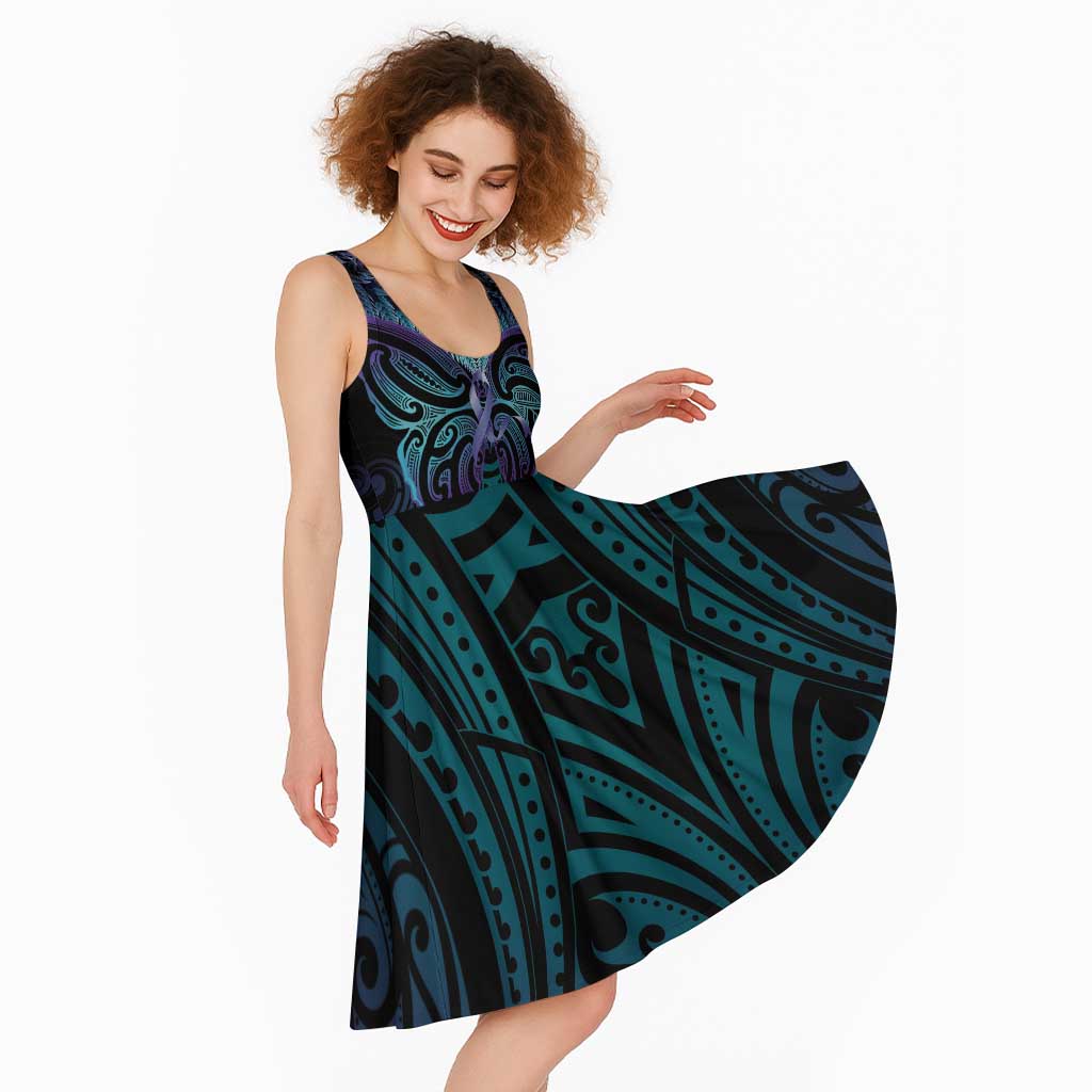 Suicide Prevention New Zealand Midi Dress Aotearoa Maori Butterfly Mix Silver Fern - Aussie Hoodie