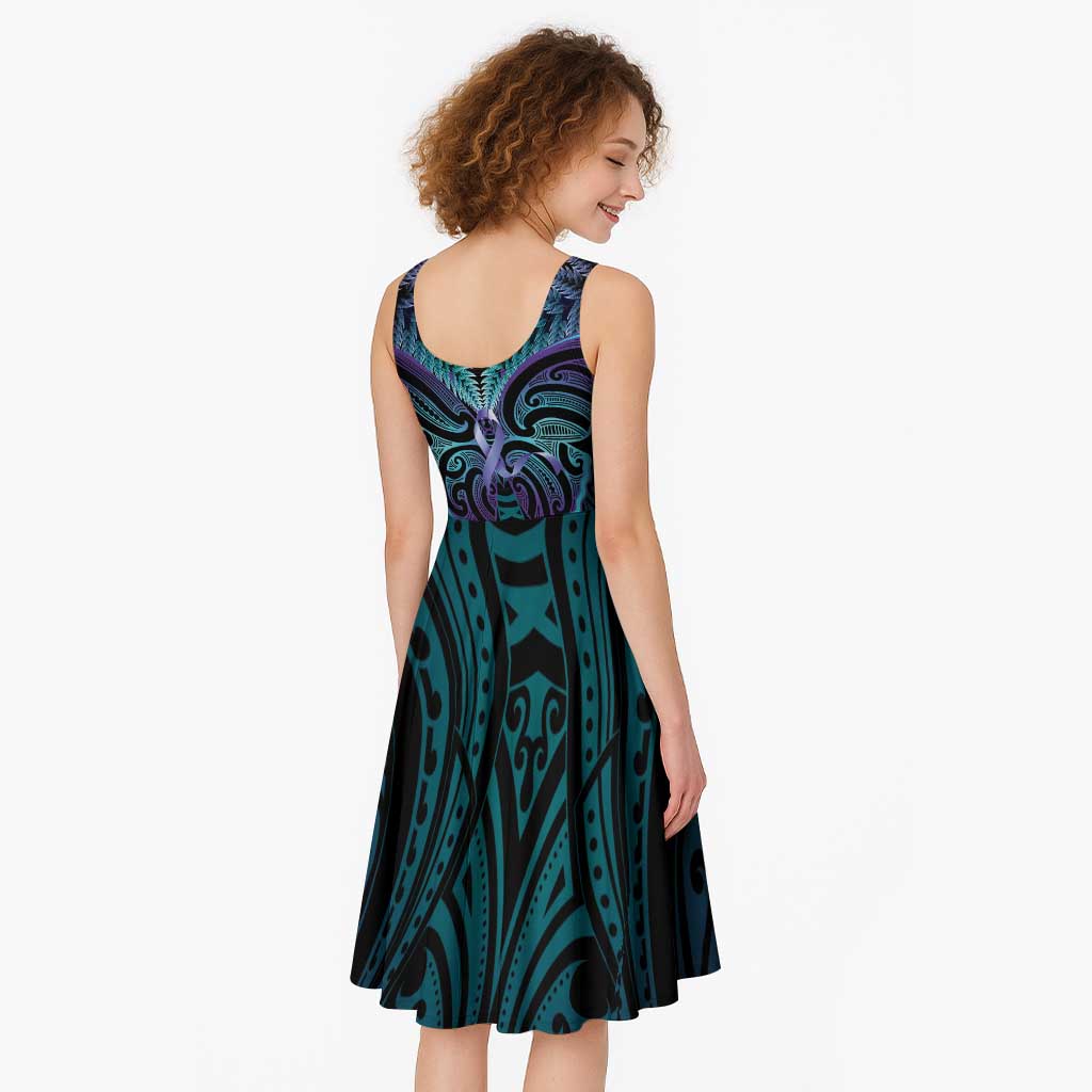 Suicide Prevention New Zealand Midi Dress Aotearoa Maori Butterfly Mix Silver Fern - Aussie Hoodie