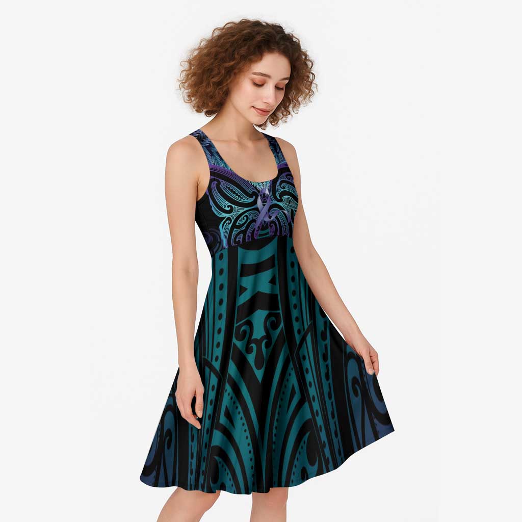 Suicide Prevention New Zealand Midi Dress Aotearoa Maori Butterfly Mix Silver Fern - Aussie Hoodie