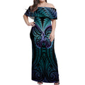 Suicide Prevention New Zealand Off Shoulder Maxi Dress Aotearoa Maori Butterfly Mix Silver Fern - Aussie Hoodie