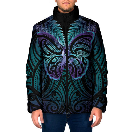 Suicide Prevention New Zealand Padded Jacket Aotearoa Maori Butterfly Mix Silver Fern - Aussie Hoodie