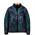 Suicide Prevention New Zealand Padded Jacket Aotearoa Maori Butterfly Mix Silver Fern - Aussie Hoodie
