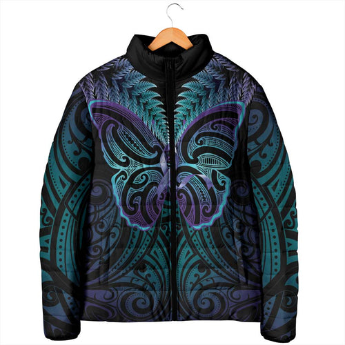 Suicide Prevention New Zealand Padded Jacket Aotearoa Maori Butterfly Mix Silver Fern - Aussie Hoodie