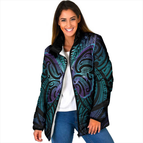 Suicide Prevention New Zealand Padded Jacket Aotearoa Maori Butterfly Mix Silver Fern - Aussie Hoodie