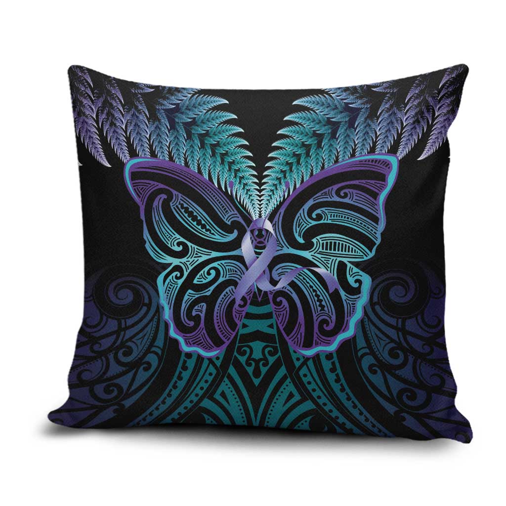 Suicide Prevention New Zealand Pillow Cover Aotearoa Maori Butterfly Mix Silver Fern - Aussie Hoodie