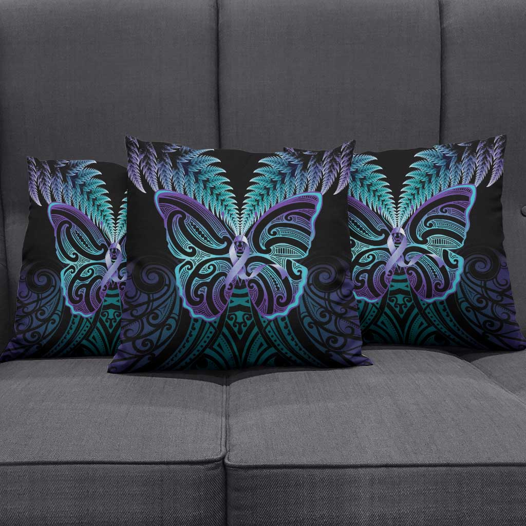 Suicide Prevention New Zealand Pillow Cover Aotearoa Maori Butterfly Mix Silver Fern - Aussie Hoodie