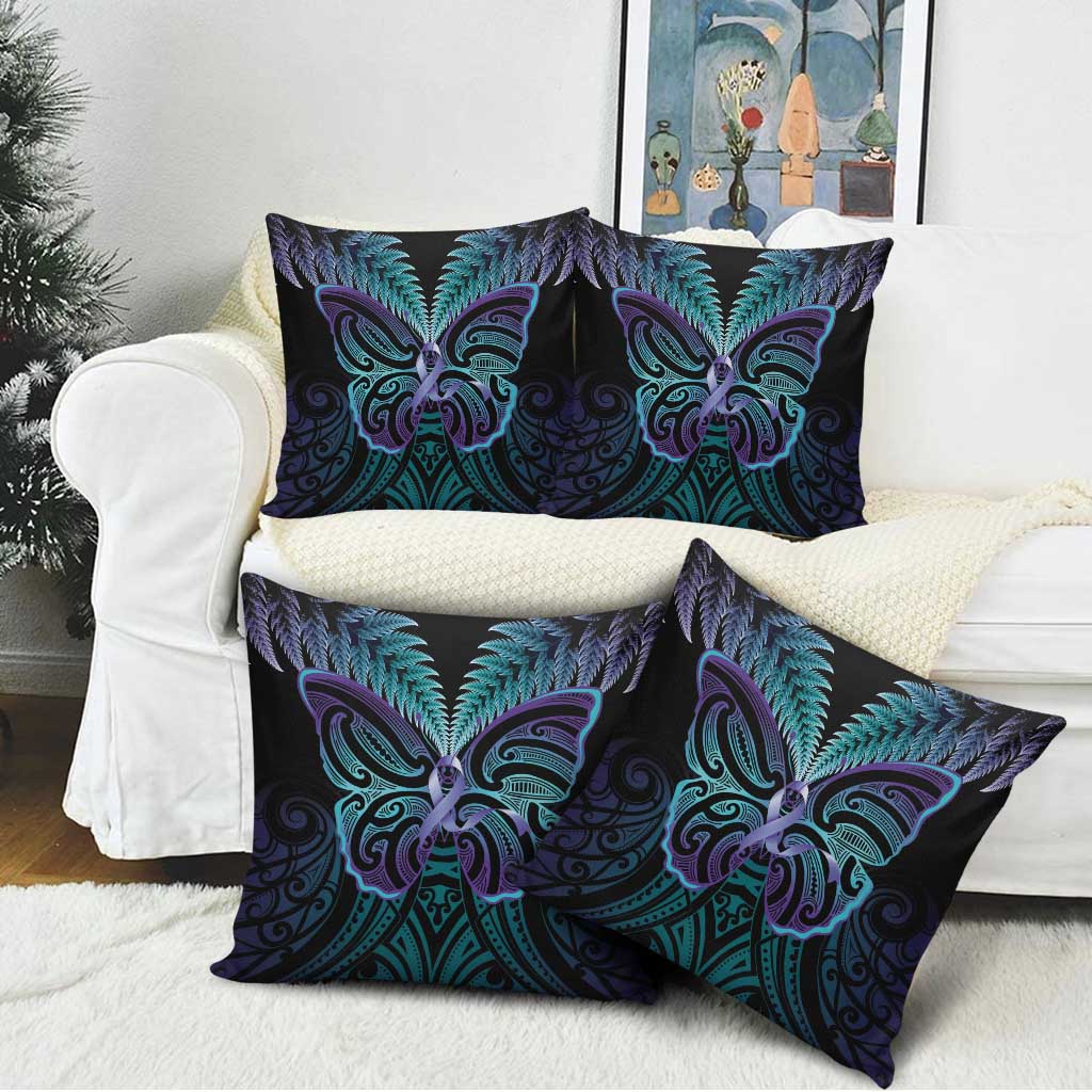 Suicide Prevention New Zealand Pillow Cover Aotearoa Maori Butterfly Mix Silver Fern - Aussie Hoodie