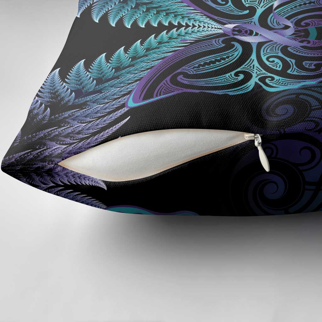Suicide Prevention New Zealand Pillow Cover Aotearoa Maori Butterfly Mix Silver Fern - Aussie Hoodie