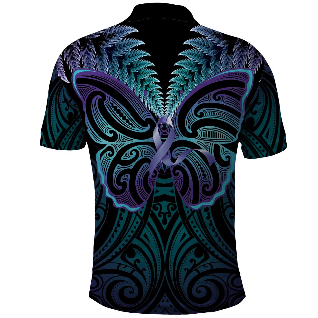 Suicide Prevention New Zealand Polo Shirt Aotearoa Maori Butterfly Mix Silver Fern - Aussie Hoodie